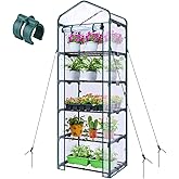 Mini Greenhouse for Outdoors Indoor: Ohuhu Small Plants Green House with 5 Tier Shelves, Portable Plastic Greenhouses with He