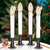 Jasneniebo Electric Window Candle Lamp with Nickel Plated Base Plug in Christmas Window Candle Light On/Off Switch C26 7 Watt