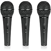 Behringer ULTRAVOICE XM1800S Dynamic Handheld Microphone, 3 Pack