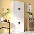 DIYART White Kitchen Pantry Cabinet, 71" Tall Kitchen Pantry Storage Cabinet with Doors, Kitchen Pantry Hutch with Storage fo