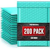 METRONIC Small Bubble Mailers 4x8 200 Pack Waterproof Teal Bubble Mailers Self Seal Padded Envelopes Bubble Envelopes for Sma