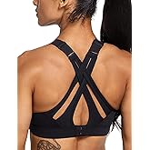 Yvette Sports Bra High Impact Adjustable Criss Cross Back, Full Support for Large Bust No Bounce