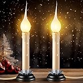 Enhon 2 Pack 5 Inch Electric Rustic Country Candle Lights with Replacement Silicone LED Light Bulbs, 0.6W C7 Plug in Christma