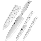 Chef Knife, Ultra Sharp High Carbon Stainless Steel Chef knife set, 3-pc, 8 inch Chefs knife, 4.5 inch Utility Knife, 4 inch 