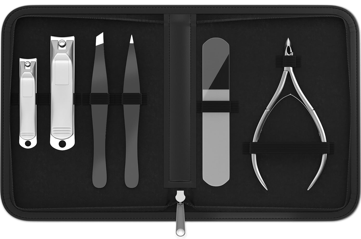 Manicure & Pedicure for Women and Men -Shear Guru: Complete Personal Care 6-Piece Grooming Kit including Premium Nail Clippers for Thick Nails + Nail Trimmer + Tweezers and Portable Luxury Travel Case