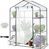 Quictent Greenhouse for Outdoors, Mini Walk-in Portable Flower Garden Plant Kit Outside, Heavy Duty 3 Tiers 4 Shelves Steel F