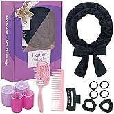 Heatless Curls Overnight, 70'' Velvet Hair Curlers for Long Hair, No Heat Hair Rollers - Black