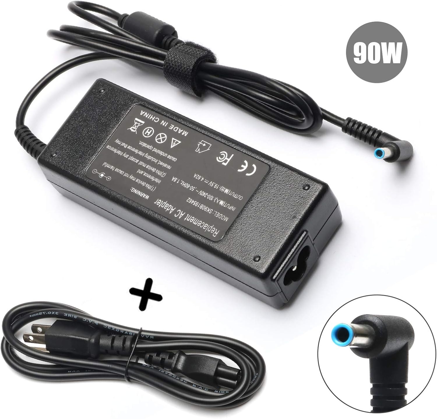 90W AC Adapter Charger for HP Envy Touchsmart Sleekbook 15 17 M6 M7 Series; HP Pavilion 11 14 15 17, HP Stream 11 13 14, HP Spectre X360 13 15, HP Elitebook Folio 1040 741727-001 740015-001 854117-850