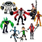 Figures Based on Ben 10 Action Figures - Set of 9 Toys [Ben Tennyson, Four Arms, Grey Matter, Kineceleran, Diamondhead, Hex, 