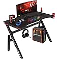 Gaming Desk Computer Desk 47 Inch Home Office Desk Extra Large Modern Ergonomic Black PC Carbon Fiber Table Gamer Workstation