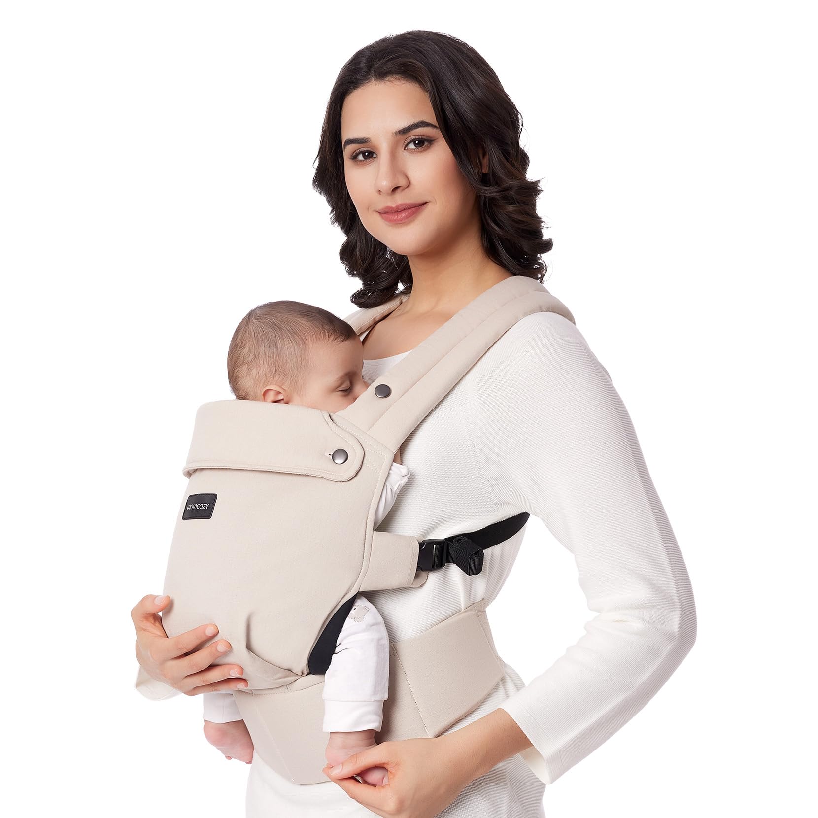 Photo 1 of Momcozy Baby Carrier - Ergonomic, Cozy and Lightweight Carrier for 7-44lbs, Effortless to Put On, Ideal for Hands-Free Parenting, Enhanced Lumbar Support, Purehug for Infant to Toddler, Khaki