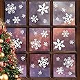 LUDILO 135Pcs Christmas Window Clings Snowflakes Window Decals Static Window Stickers for Christmas Decorations Window Décor 