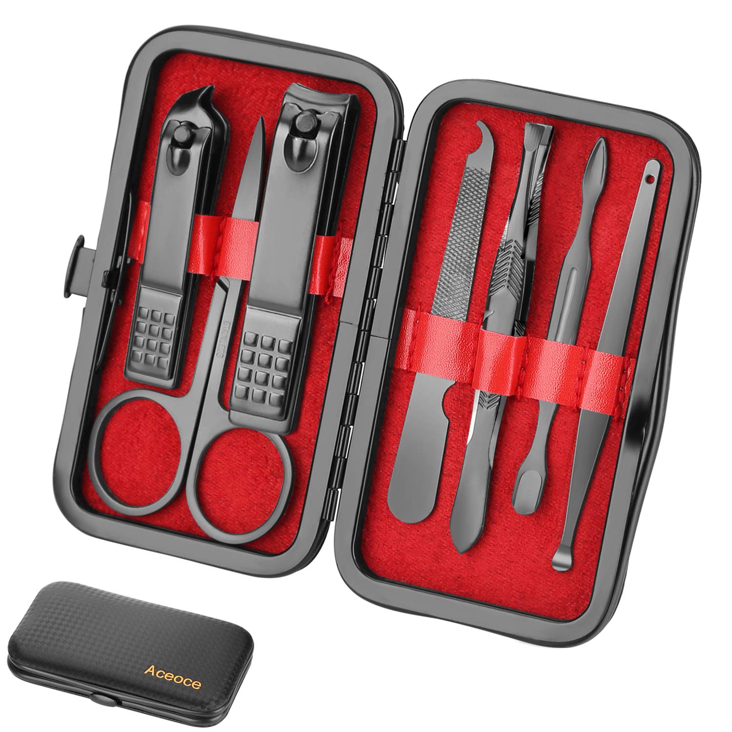 Manicure Set Men Travel Luxury Manicure 8 In 1 Stainless Steel Professional Pedicure Set Travel Grooming kit Gift for Men Husband Boyfriend Lover Parents Women Elder Patient Nail Care