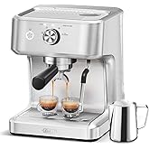 Gevi EzBru 1000 Espresso Machine, Barista Coffee Machine with Adjustable Temperature and Shot Volume, Stainless Steel Cappucc