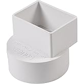 NDS 9P04 PVC Offset Downspout Adapter, Connects 2X3-Inch Downspout to 4-Inch Sewer and Drain Pipe, White