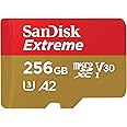 SanDisk 256GB Extreme microSDXC UHS-I Memory Card with Adapter - Up to 190MB/s, C10, U3, V30, 4K, 5K, A2, Micro SD Card - SDS