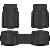 Amazon Basics 3-Piece All-Weather Heavy Duty, Full Set Rubber Floor Mats for Universal Fit in Cars, SUVs, and Trucks, Black, 