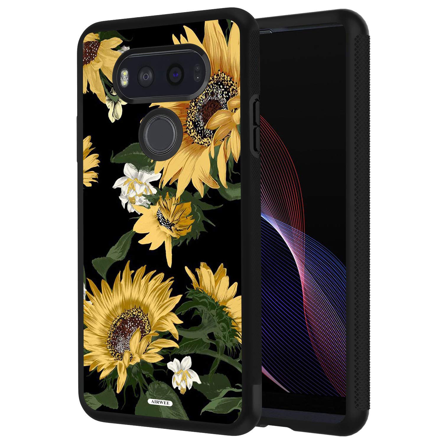 LG V20 Case, AIRWEE Slim Shockproof Silicone TPU Back Protective Cover Case for LG V20 2016 (5.7 inch),Sunflower Floral