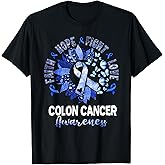 Sunflower Pink Ribbon Flower Leopard Colon Cancer Awareness T-Shirt