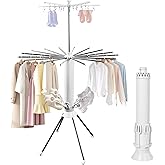 NANXITU Clothes Drying Rack Foldable,3-Layer Large Capacity Laundry Hanger Dryer Rack with 4 Casters,16 Drying Rods,Sock Rack