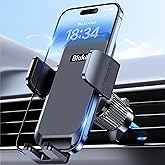 Car Phone Holder Mount, Super Stable Air Vent Cell Phone Car Mount with 2024 Metal Hook Clip, 360° Rotation,One Button Releas