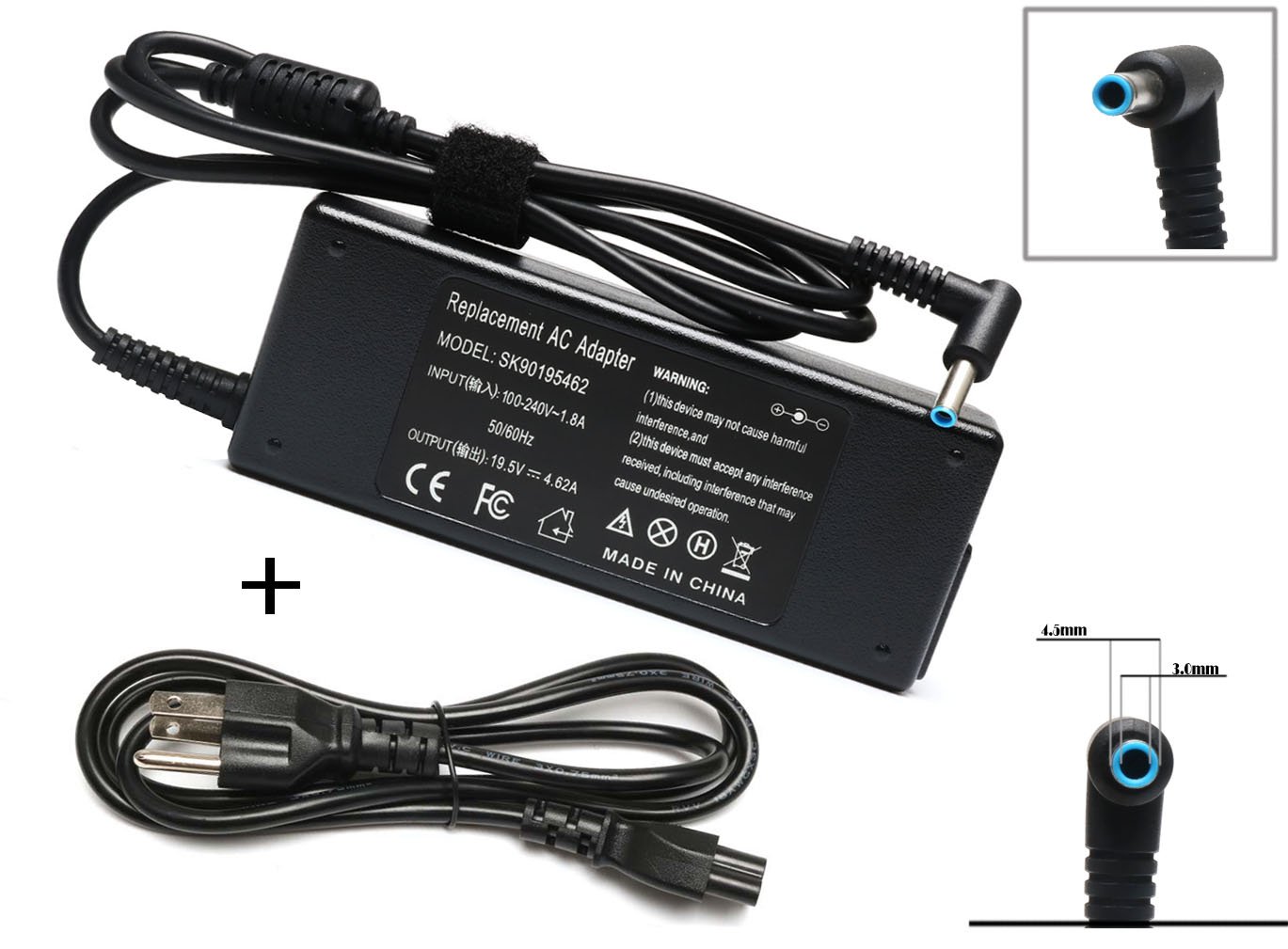 90W AC Adapter Laptop Charger for HP Envy Touchsmart Sleekbook 15 17 M6 M7 Series; HP Pavilion 11 14 15 17, HP Stream 11 13 14, HP Elitebook Folio 1040, HP Spectre X360 13 15 Power Supply Cord