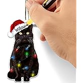 Personalized Black Cat Christmas Ornaments - Black Cat Xmas Decor Tree Hanging - 2024 Christmas Ornament for Cat Lovers - Per