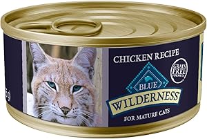 Blue Buffalo Wilderness High Protein Grain Free, Natural Mature Pate Wet Cat Food, Chicken 5.5-oz cans (Pack of 24)