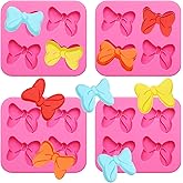 4 Hole Bow Chocolate Silicone Mold 4 Pcs Bow Fondant Mini Mold Cartoon Butterfly Tie Edible Cartoon Cake Molds for Baking Pin