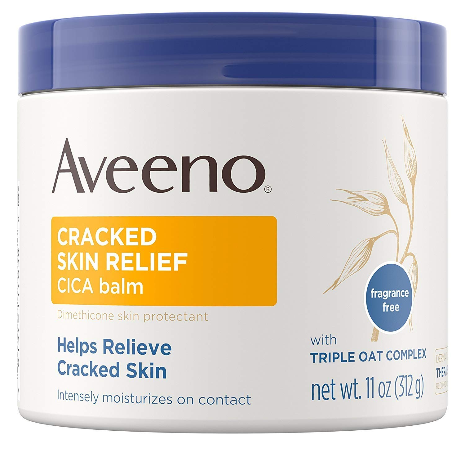 Aveeno Cracked Skin Relief Balm 11 Ounce Jar (325ml) (3 Pack)