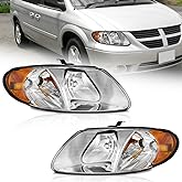 WEELMOTO Headlights for 01-07 Dodge Caravan/Grand Caravan/Chrysler Town & Country with 113.3-inch Short-Wheelbase (NOT for lo