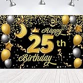 WXLWXZ Sweet Happy 25th Birthday Backdrop Banner Poster 25 Birthday Party Decorations 25th Birthday Party Supplies 25th Photo