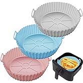 UOUYOO Air Fryer Silicone Pot,3 pack Air Fryer Silicone Liners Fits 3QT - 5QT Air Fryer,Reusable Replacement of Flammable Par