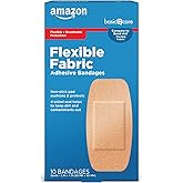 Amazon Basic Care Flexible Fabric Adhesive Bandages, XL (2 in x 4 in), Protection for All Skin Types, Flexible Stretch That C