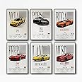 6Pcs Car Posters Supercar Poster Art Prints For Walls Vintage Racing Car Wall Art For Boys Bedroom (Unframe,8x12inch)