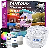 Tantour 133FT WiFi Outdoor Led Strip Lights Waterproof, IP67 RGB Waterproof Led Light Strip Sync Music with Smart APP Remote 