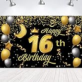 WXLWXZ Sweet Happy 16th Birthday Backdrop Banner Poster 16 Birthday Party Decorations 16th Birthday Party Supplies 16th Photo