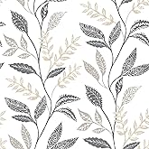 Roommates RMK12178PLW White Cottage Vine Peel and Stick Wallpaper, Grey, Taupe