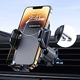 Miracase Car Phone Holder Mount, [Upgraded Double Metal Hook Clip] Phone Holders for Your Car, Hands Free Air Vent Car Mount 