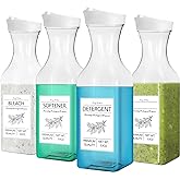 Laundry Detergent Dispenser Bottle 53oz with Label,4 Pack Liquid Laundry Dispenser,Plastic Detergent Dispenser for Laundry Ro