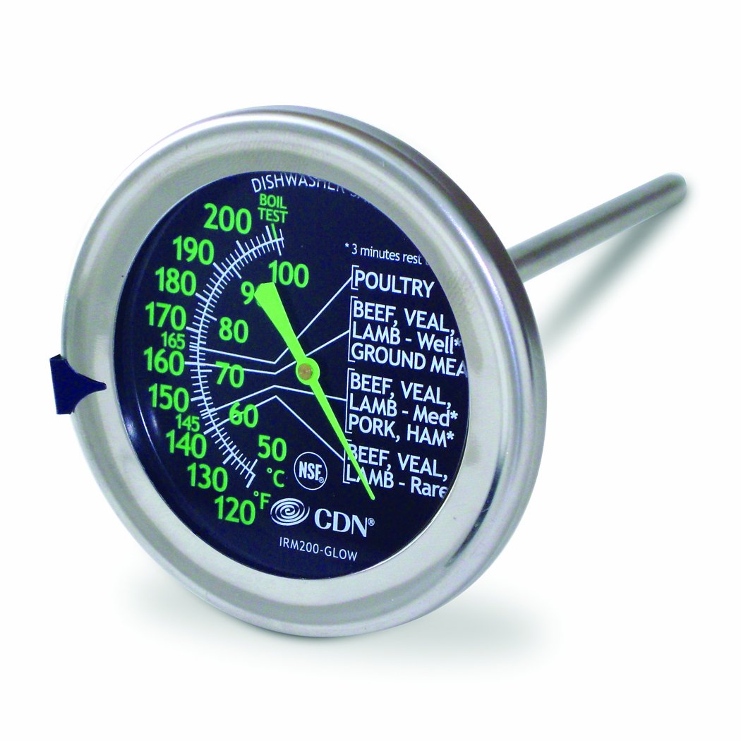 CDN IRM200-GLOW - ProAccurate Meat/Poultry Oven Thermometer-Extra Large Glow-in-the-Dark Dial