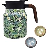 Raidley Vintage Floral Pattern Tea Thermos – Built-In Infuser, Mini Hot Coffee Pot, 1000ML Stainless Steel Thermal Carafe wit