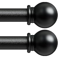 2 Pack Curtain Rod 48 to 84 inch, Adjustable 5/8 Diameter Decorative Drapery Rod Set of 2, Heavy Duty Metal Standard Curtain 