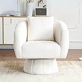 GODECOR 360°Swivel Accent Chair, Modern Velvet Barrel Accent Chair with Fluffy Cushions,Comfy Wide Upholstered, Accent Chairs