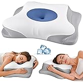 Cervical Neck Pillow - Contour Bed Pillow for Neck Pain Relief, Ergonomic Orthopedic Side Sleeper Pillow for Sleeping, Coolin