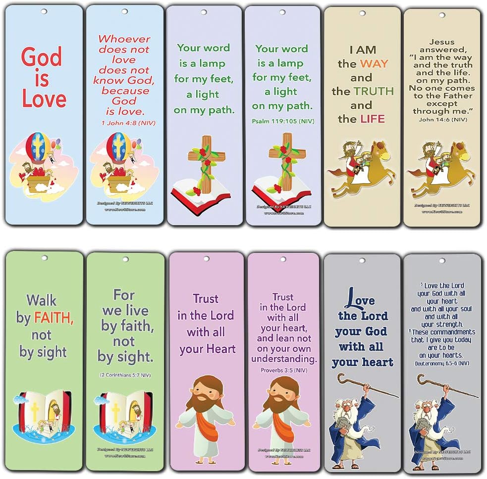 Christian Cards Bookmarks for Kids Boys Girls (60-Pack) - Bible Verses ...