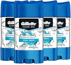 Gillette Antiperspirant & Deodorant for Men, Cool Wave Clear Gel, 3.8 Oz, Pack Of 4