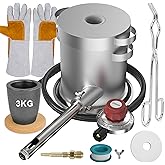 Nelyrho 3kg Stainless Steel Propane Melting Furnace Kit with Crucible and Tong Complete Home Foundry Set for Scrap Metal Recy