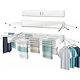 MODERN-X Wall Mounted Clothes Drying Rack with 6 Swivel arms, 35”Wide, 26 Linear ft of Laundry Drying Rack Space, 6 Collapsib