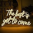 FAXFSIGN The Best Is Yet to Come Neon Sign Warm White Letter Led Neon Lights for Wall Decor Usb Word Light Up Signs for Bedro